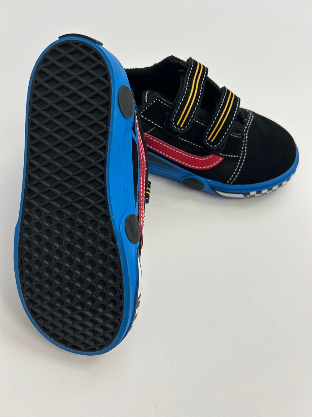 Vans Toddler 10 Old Skool V Racing Car Sneakers Black Blue Red - Picture 6 of 6